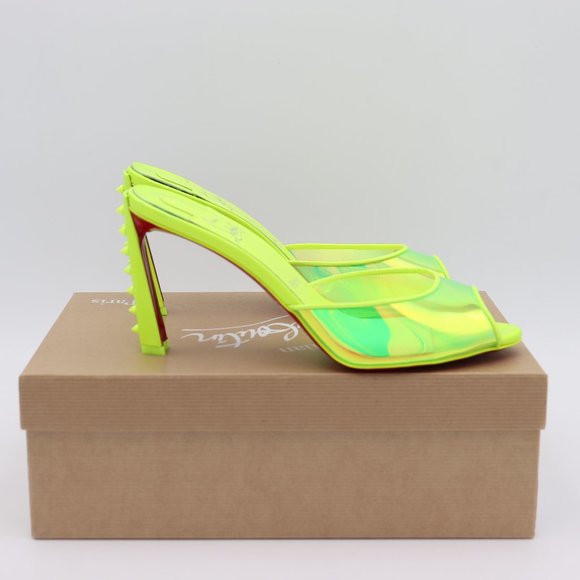 Christian Louboutin Condorapik Yellow Iridescent Spike Mule Sandals - Picture 5 of 13